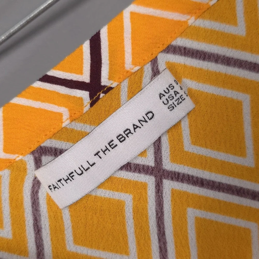 FAITHFULL THE BRAND Yellow Geometric Maxi Skirt 100% Rayon Women Size 4‎ SMALL